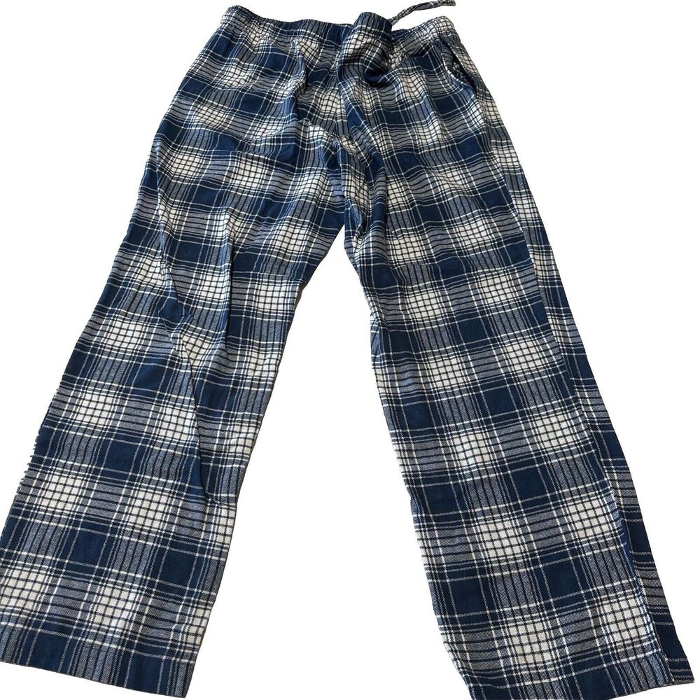 SONAMA Men's Large Blue Plaid Microfleece Sleep/Pajama Pants